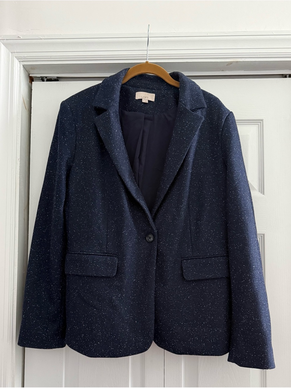 LOFT Navy wool blend Single-Button Blazer